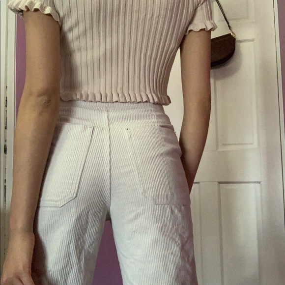 White crop corduroy pants - Picture 3 of 4